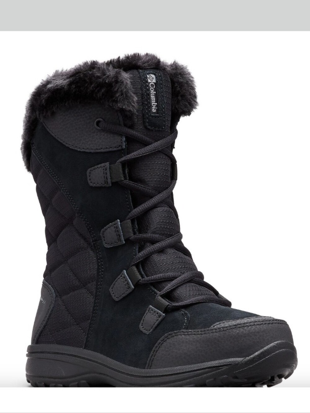 Columbia Women's Ice Maiden II Boot-Black Waterproof Winte Faux Fur Size 6.5